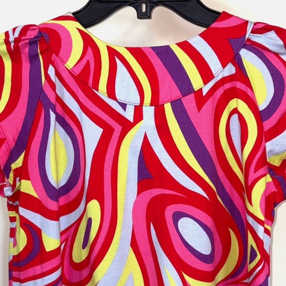 Hanna Andersson Girls Bright Retro Mod Swirl Cotton Dress Size 12 150 - Picture 7 of 12